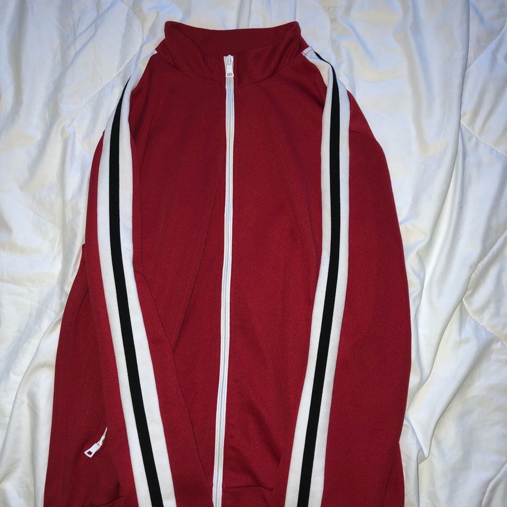 red forever 21 striped zip up jacket. 🚀